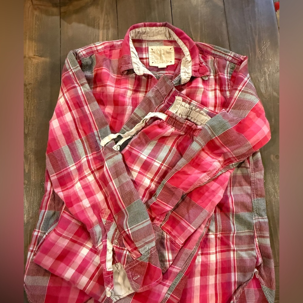 Victoria’s Secret Plaid Pajama Set Small Cotton Silk Trim